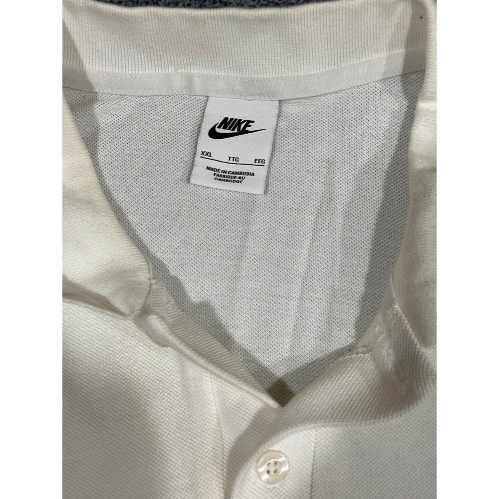 Nike Sportswear Mens XXL White Pique Polo Shirt Embroidered Logo Short Sleeve - Picture 2 of 14